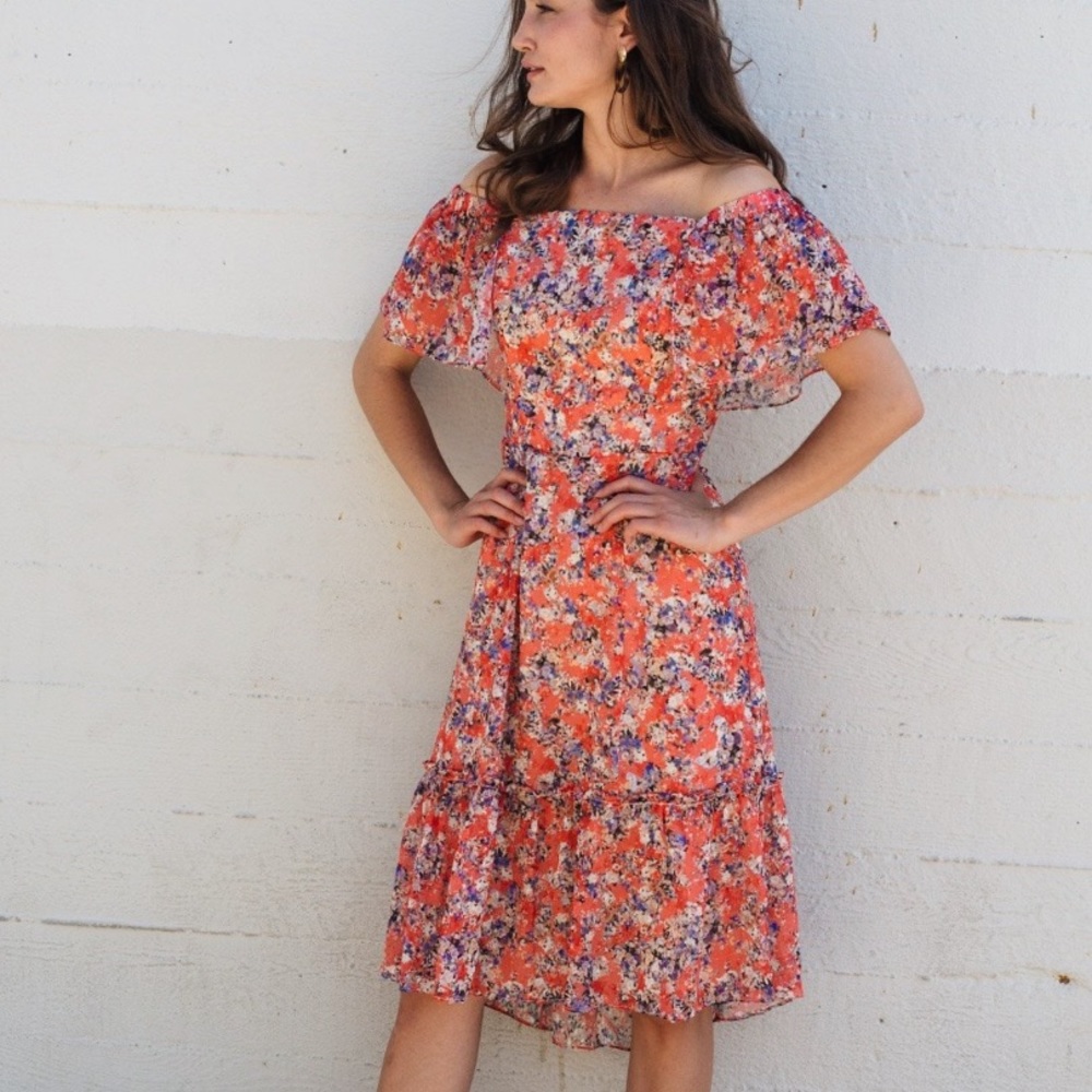 Adelyn Rae Coral Maisie Rose Floral Dress
